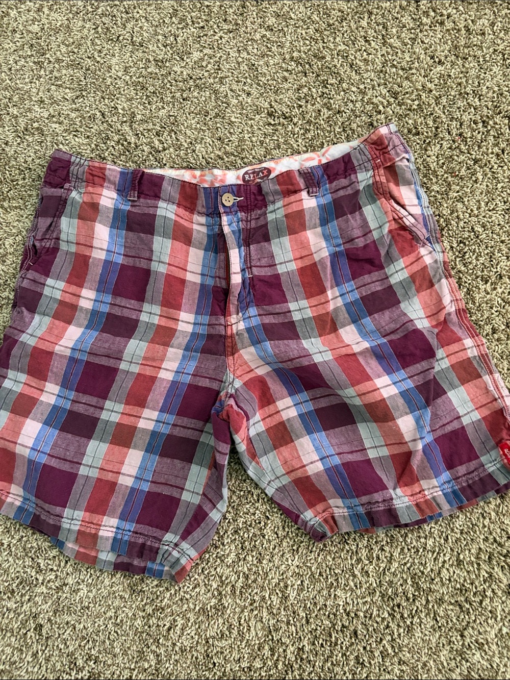 Tommy Bahama Plaid Cotton Shorts in Burgundy, Red, Blue